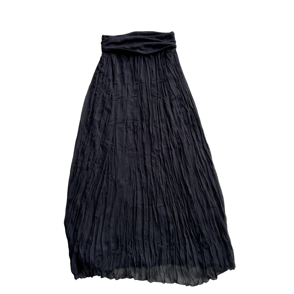 y2k vintage 2000s black pleated maxi skirt size s small
